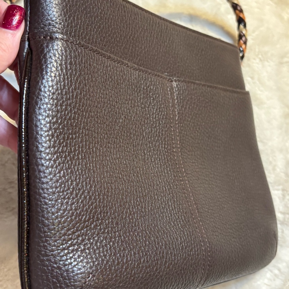NEW Brighton Barbados Bag Leather Dark Brown Crossbody / Shoulder Braided Strap - Picture 12 of 16